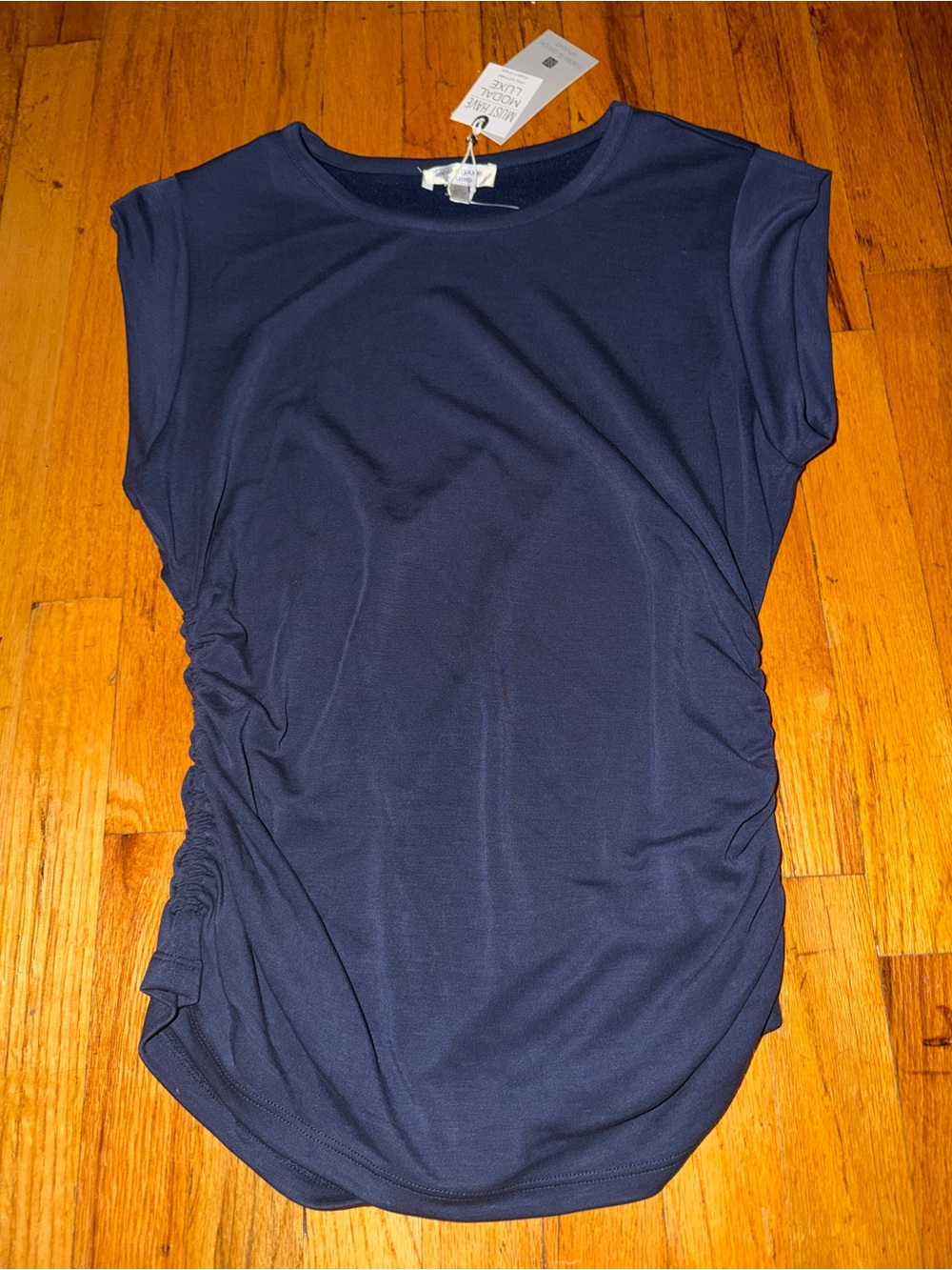 Women's Navy Side-Ruched Tee NWT